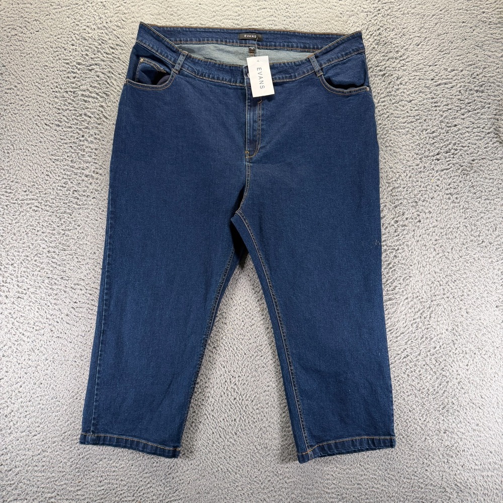 Evans Jeans Womens 26(40x23) Blue Denim Capri High Rise Workwear Travel Stretch